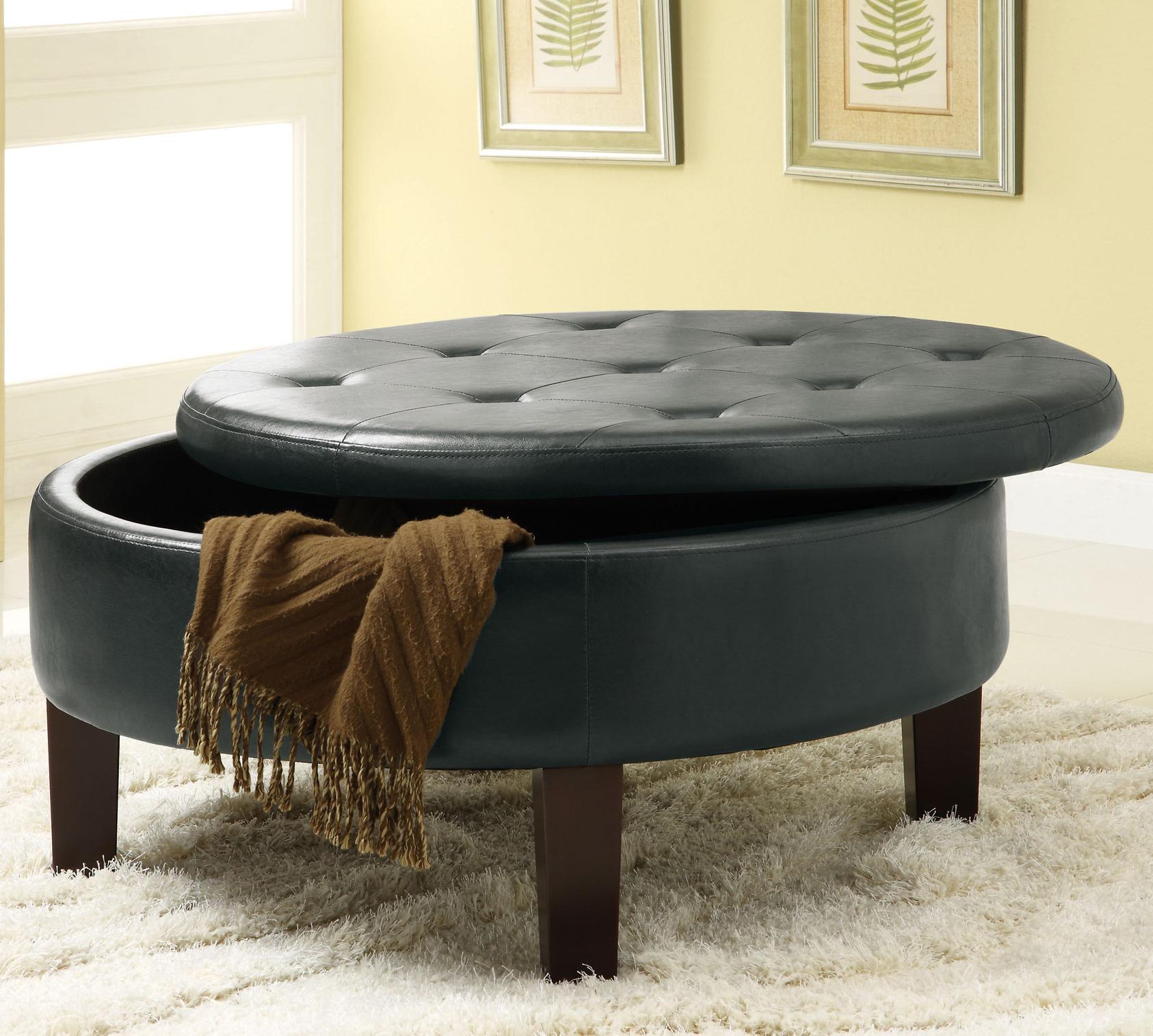 Round storage ottoman with hotsell reversible tray top